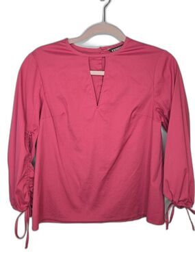 Express Women's Pink Long-Sleeve Keyhole Blouse